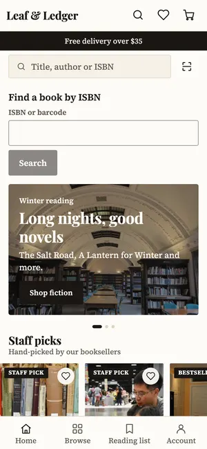 Books and stationery app home screen