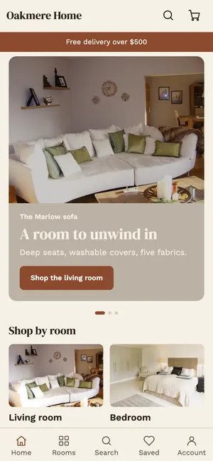 Home and furniture app home screen