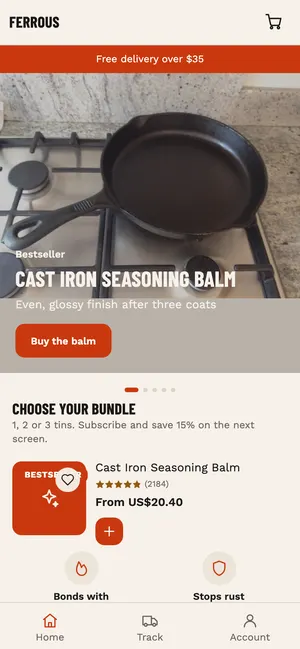 Single-product brands app home screen