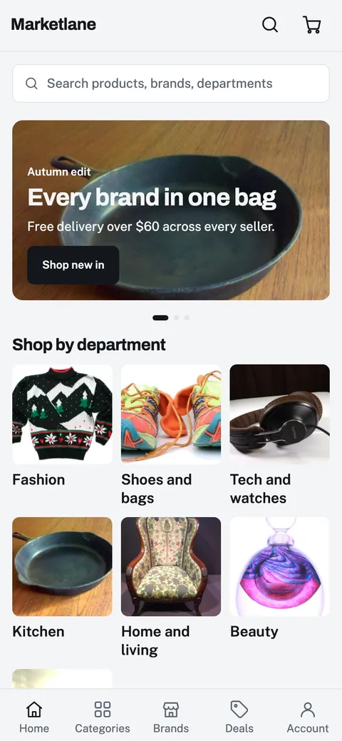 Bazaar theme home screen