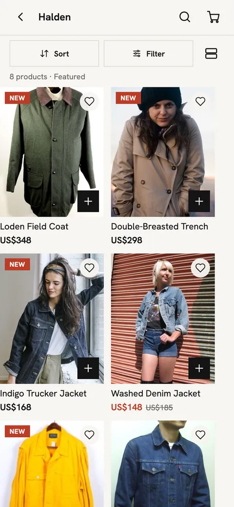 Runway theme collection screen