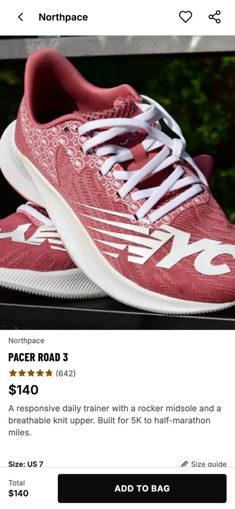 Stride theme: Product page of the Northpace demo shop